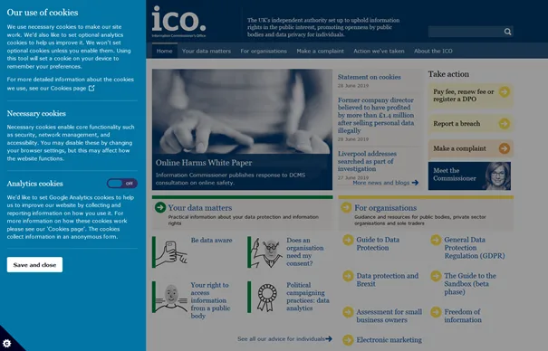 ICO cookies policy